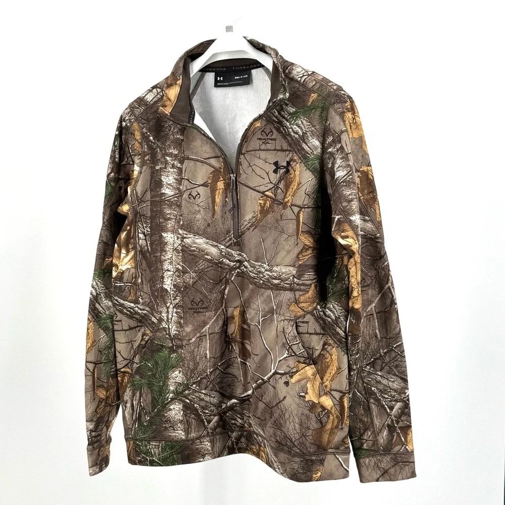 Under Armour Realtree Xtra Camo Threadborne Hunting Quarter Zip Size SM